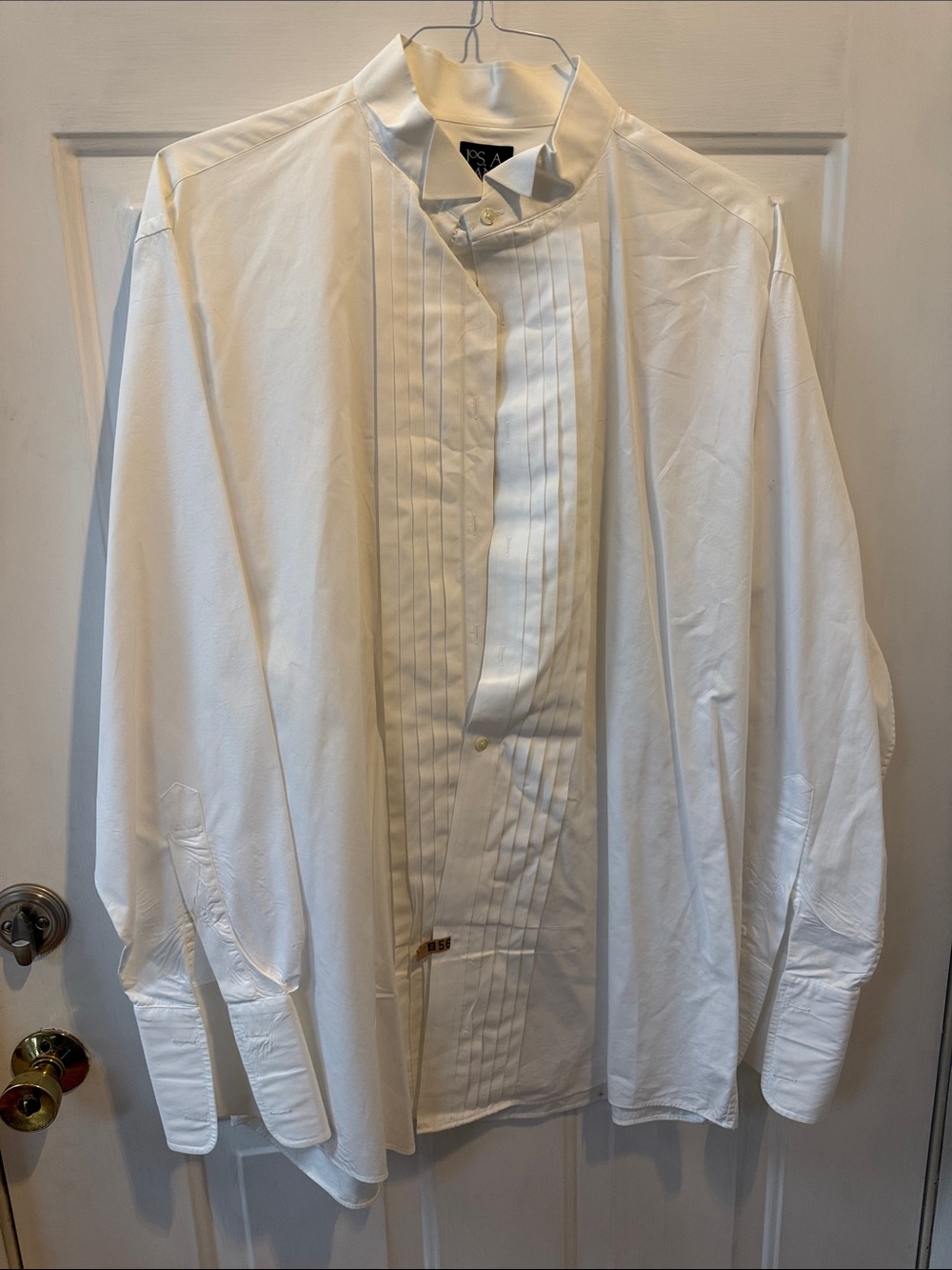 Jos A. Banks Classic White Pleated Front Men's Dress Shirt